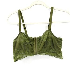 Auden green corset style bralette lace fairycore front clasp gobblincore L